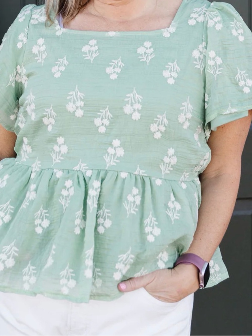 Polagram Sage Floral Blouse NWT 1XL - Picture 8 of 10